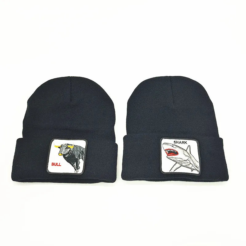 23Colors Solid Animal Cartoon Embroidered Knit hat Skullies Beanie Caps For Women Winter Adult Solidy Patch Ski SkullCap Warm