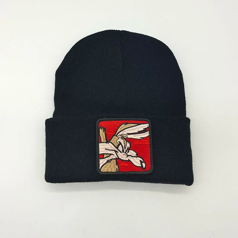 23Colors Solid Animal Cartoon Embroidered Knit hat Skullies Beanie Caps For Women Winter Adult Solidy Patch Ski SkullCap Warm
